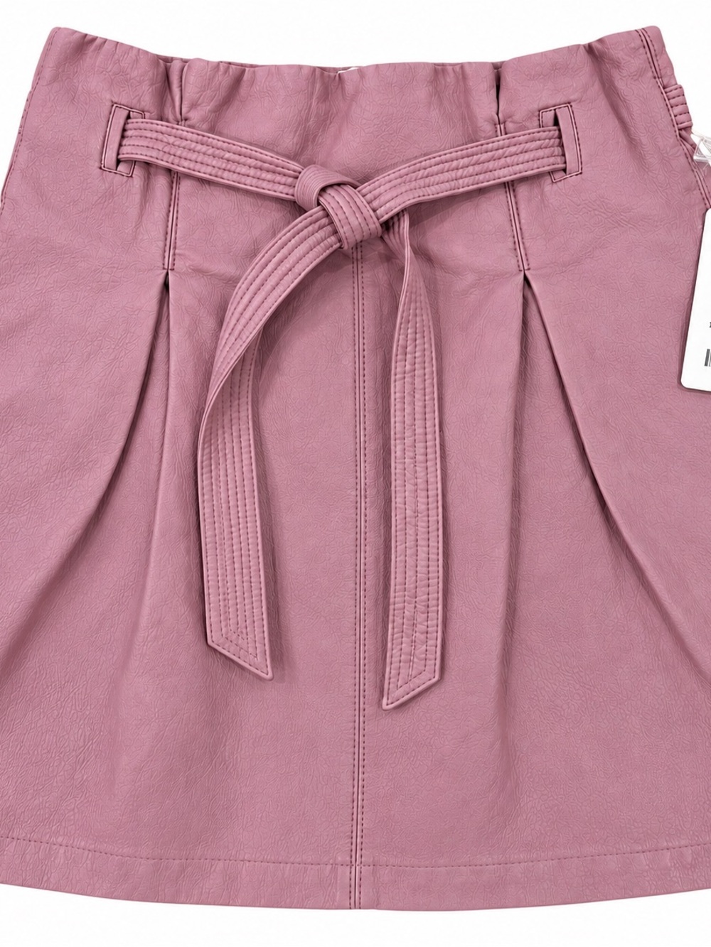 Free People Mauve Faux Leather Paperbag Mini Skirt with Tie